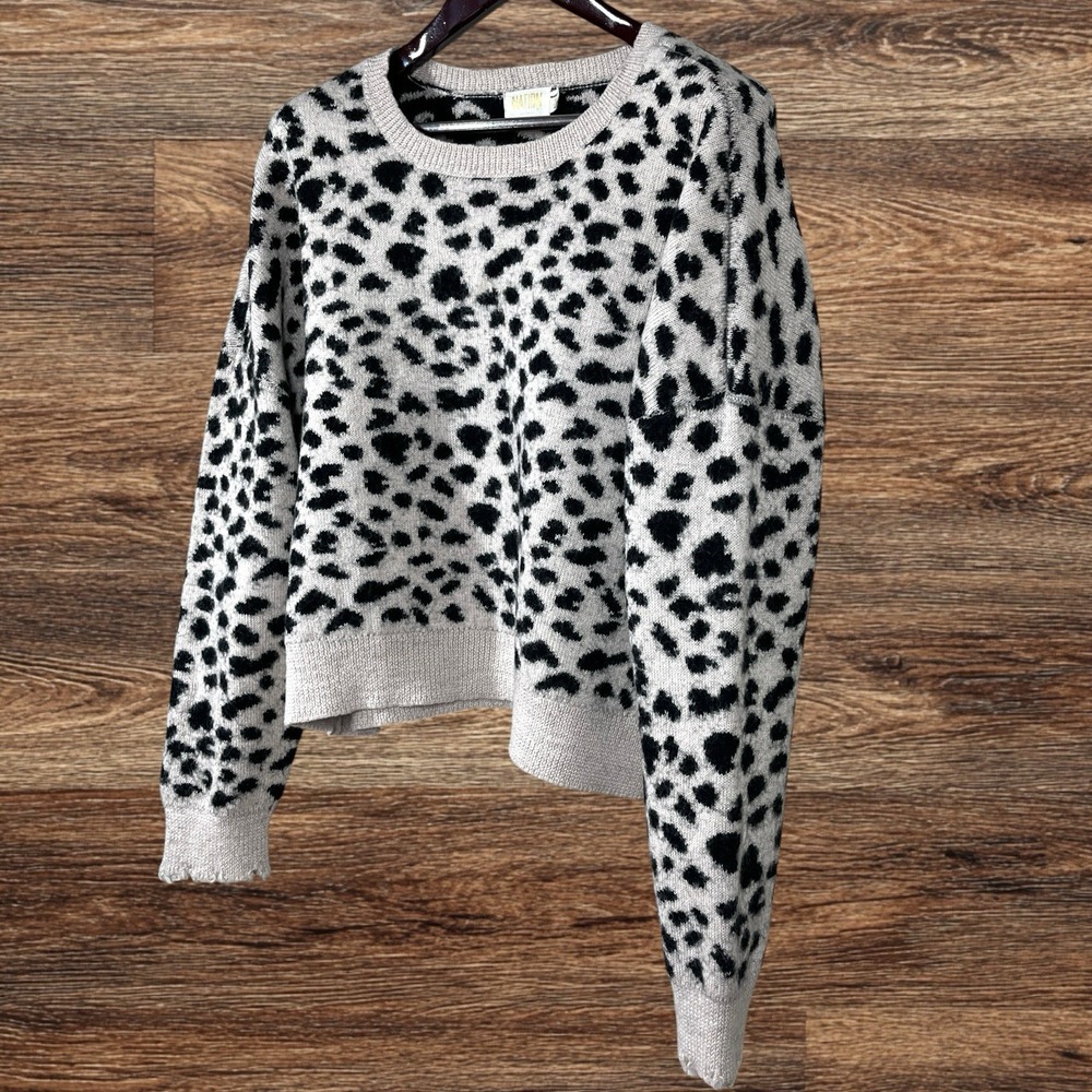 Nation LTD Trixie Baby Alpaca Cotton Cheetah Print Jacquard Knit Sweater Size M - Picture 4 of 9